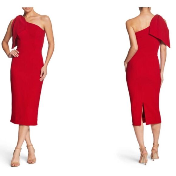 Dress the Population Dresses & Skirts - NEW Dress The Population Dress Women Size Large Tiffany One-Shoulder Midi Dress